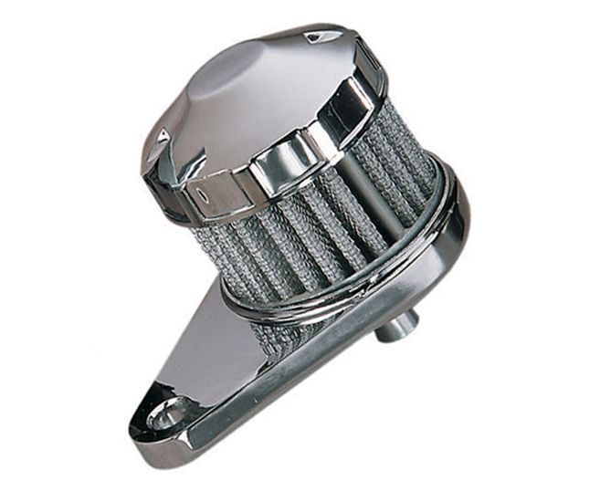 Chrome Crankcase Breather Filter Assembly for Harley or Custom Fits 3/8